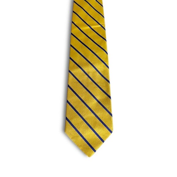 Brooks Brothers Other - Vintage Brooks Brothers Golden Yellow & Blue Striped Silky Satin Neck Tie